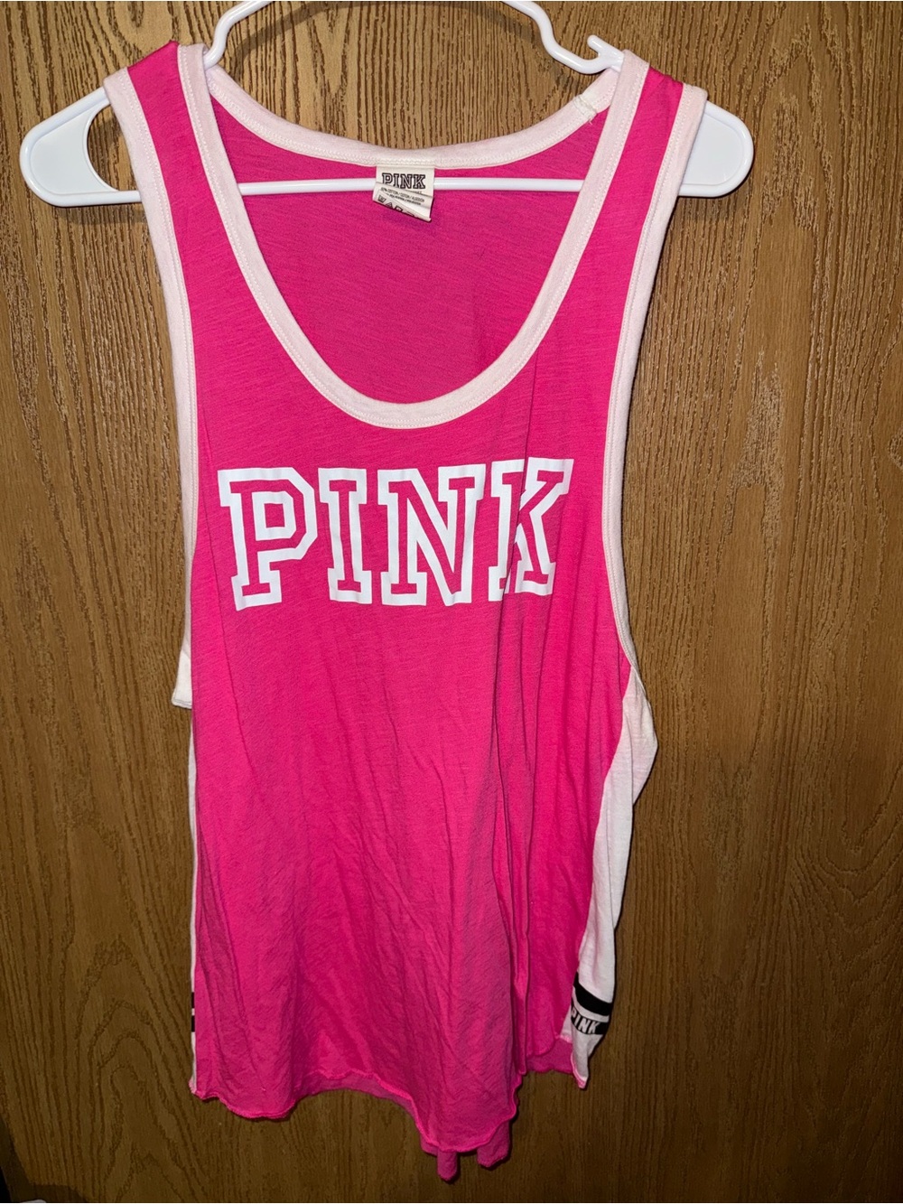 PINK Victoria's Secret Bright Pink Tank with White Trim